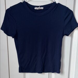 Pink Rose Navy Short Sleeve Crewneck Top